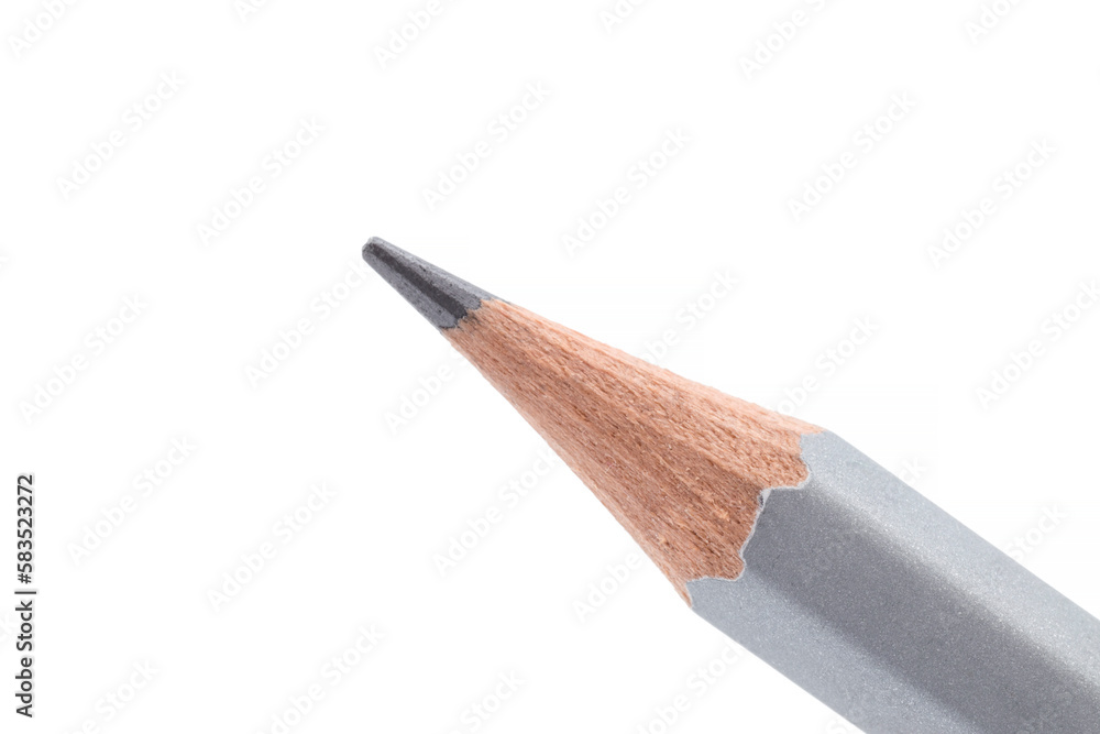 tip of  simple wooden pencil isolated on white background