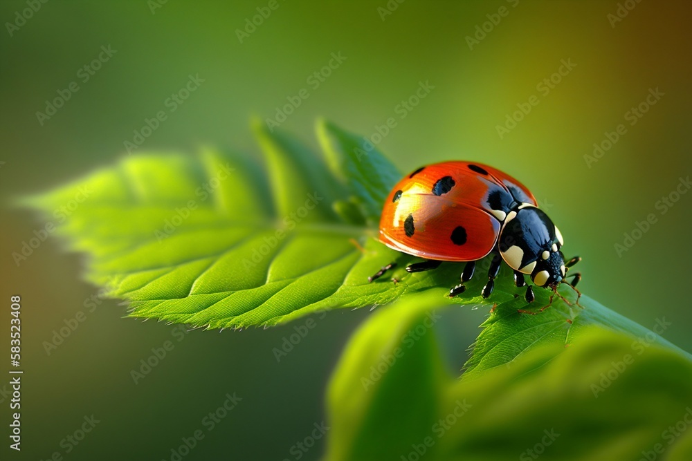 Ladybug insect closeup macro. Generative AI Ladybug insect closeup macro. Generative AI