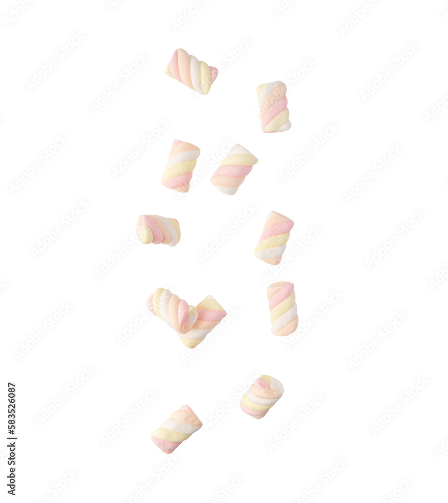 Falling marshmallow rainbow twist cutout, Png file. Falling marshmallow rainbow twist cutout, Png file.
