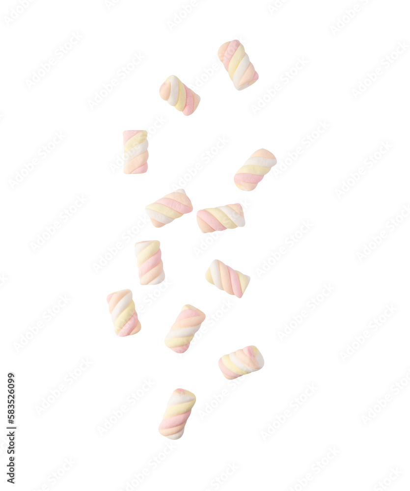 Falling marshmallow rainbow twist cutout, Png file. Falling marshmallow rainbow twist cutout, Png file.