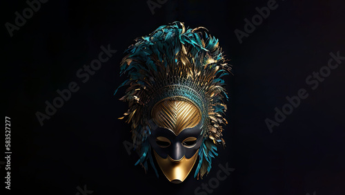 Colourful Masquerade Mask With Feathers, Carnival Concept.