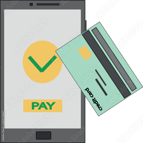 Vector illustration of contactless payment via card or phone.