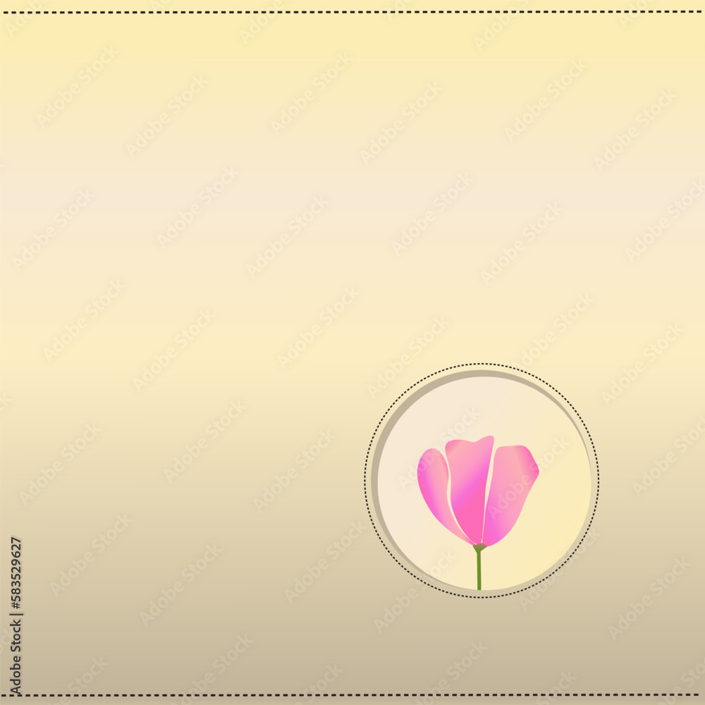 Background with spring flowers. Beautiful vector drawing of a pink flower. Place for text.