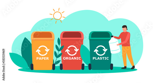 Colorful recycle bins concept icon