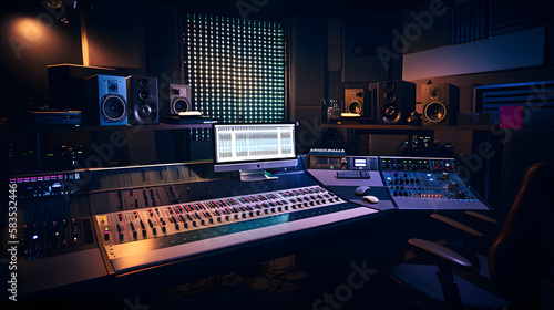 Recording and master booth, audio preformance photo
