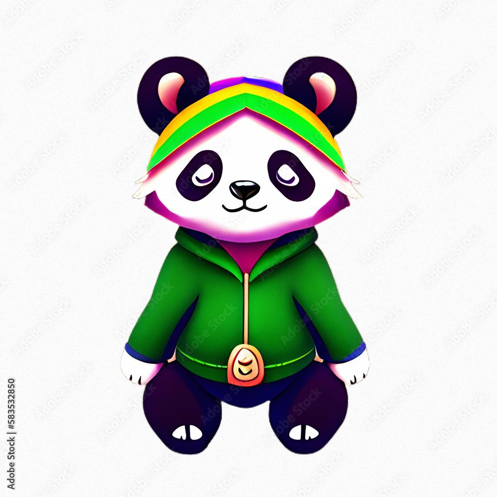 cute panda wearing rainbow hoodie outfit, transparent image, AI art. cute panda wearing rainbow hoodie outfit, transparent image, AI art.
