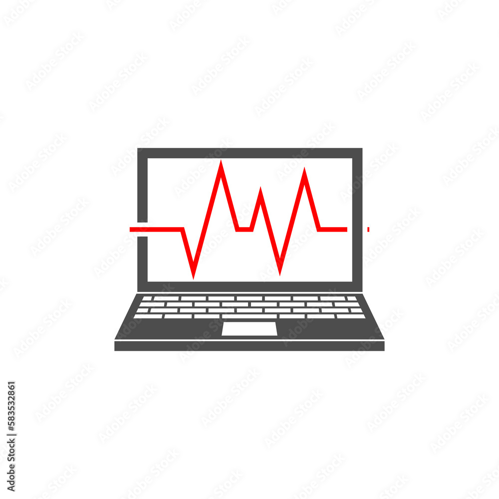 Laptop with cardiogram icon isolated on transparent background Laptop with cardiogram icon isolated on transparent background