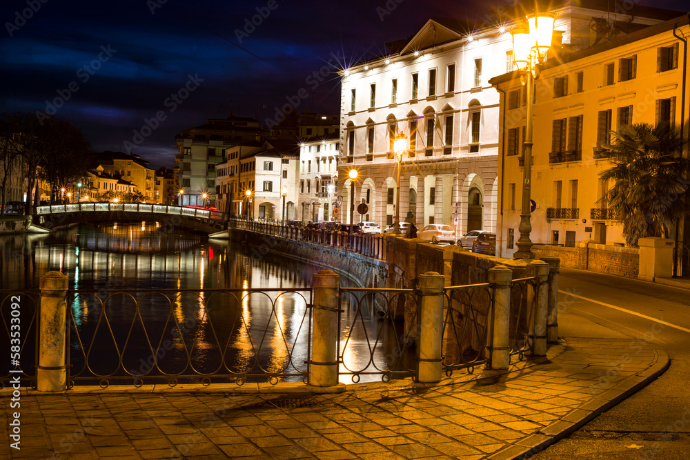 Treviso riviera by night at Dante bridge