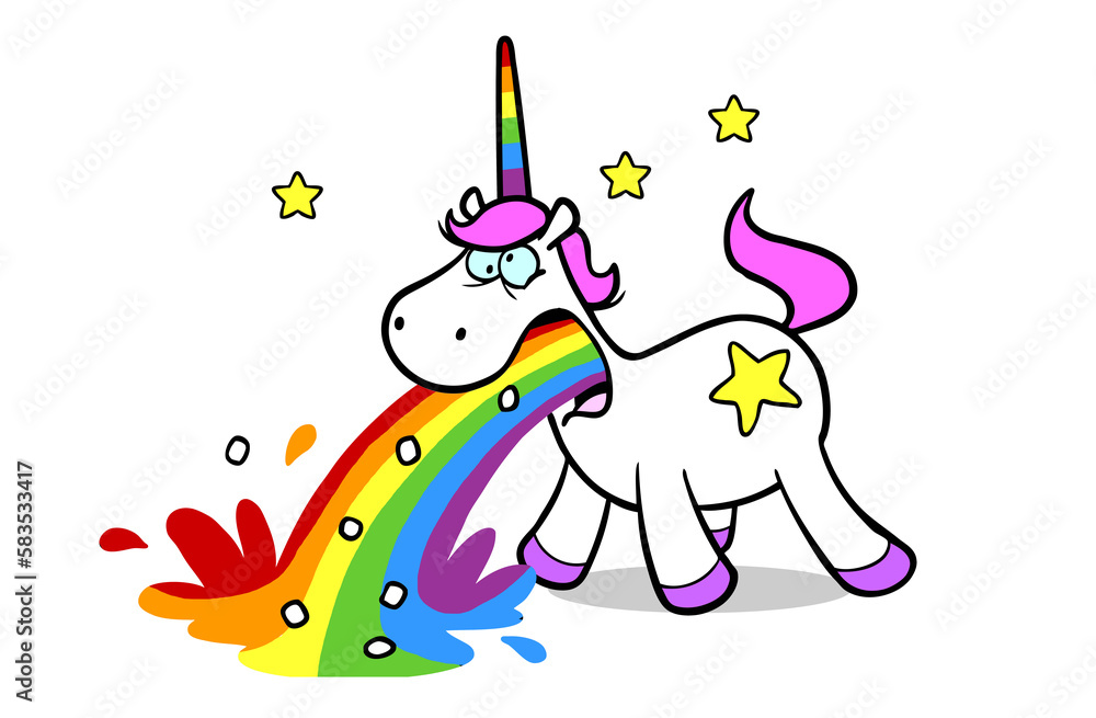 Geldbörse Mit Aufnäher – Regenbogen & Kotzendes Einhorn-Motiv, Klettverschluss, Mit Reißverschlussfach, 9,5 X 13 Cm