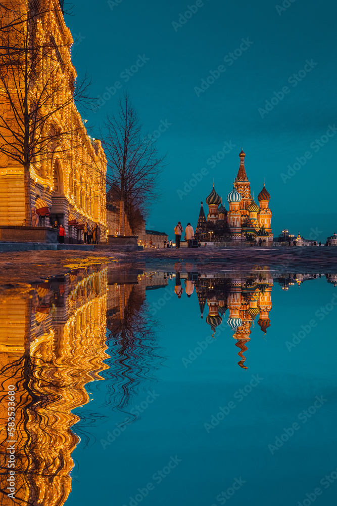 Moscow,Russia,Red square,view of St. Basil's Cathedral 02.03.2023 Moscow Russia
