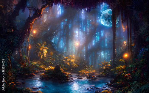 Spektakuläre Fantasy-Szene in einem Märchenwald