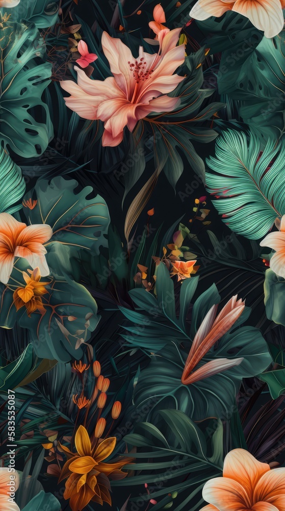 Floral pattern texture wallpaper, made with generated ai Floral pattern texture wallpaper, made with generated ai