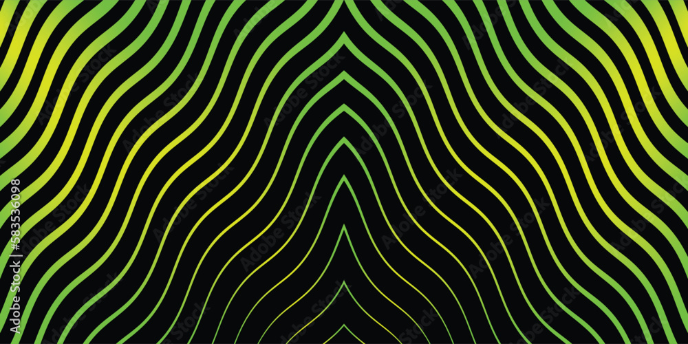 Black background and green and yellow line wave Black background and green and yellow line wave