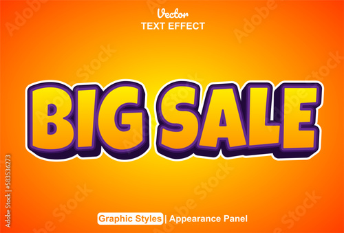 big sale text effect with orange color graphic style editable.