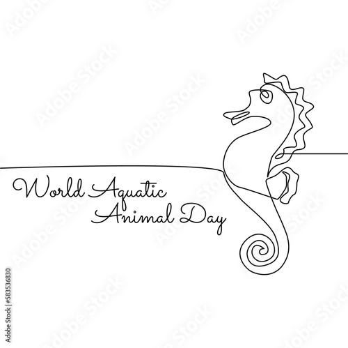 single line art of world aquatic animal day good for world aquatic animal day celebrate. line art. illustration. © tarwan