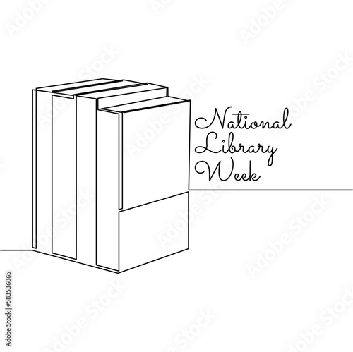 single line art of national library week good for national library week celebrate. line art. illustration.