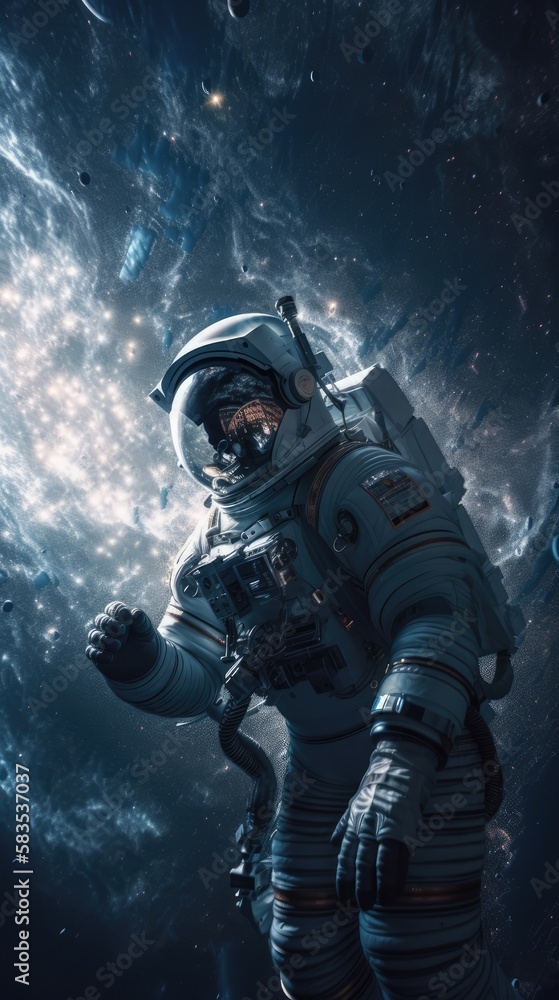 Astronaut travelling into deep space, made with generative ai Astronaut travelling into deep space, made with generative ai