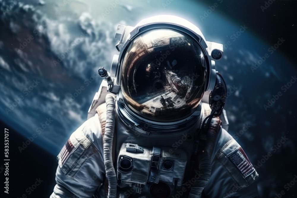 Astronaut travelling into deep space, made with generative ai Astronaut travelling into deep space, made with generative ai