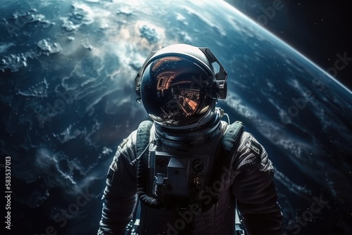 Astronaut travelling into deep space, made with generative ai