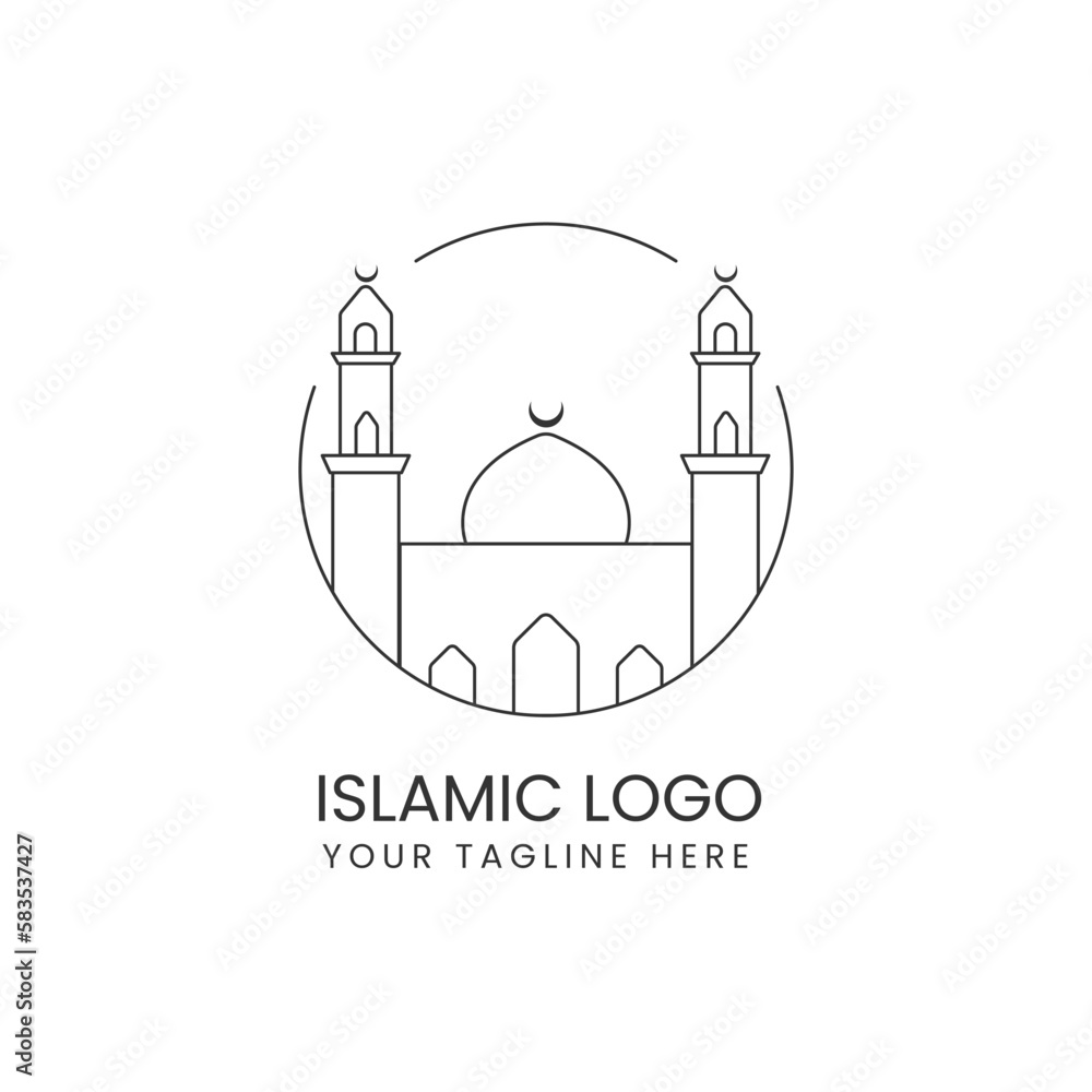 islamic logo ramadan logo design minimalist islamic muslim logo design of mosque in circular design minaret dome