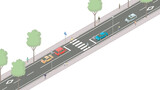 アイソメトリック図法で描いた日本の横断歩道イメージA-01 / Isometric illustration : Japanese crosswalk