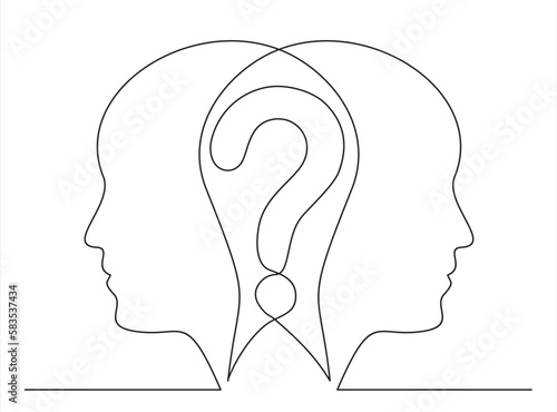 Canvas Print The heads of a men with a question mark
