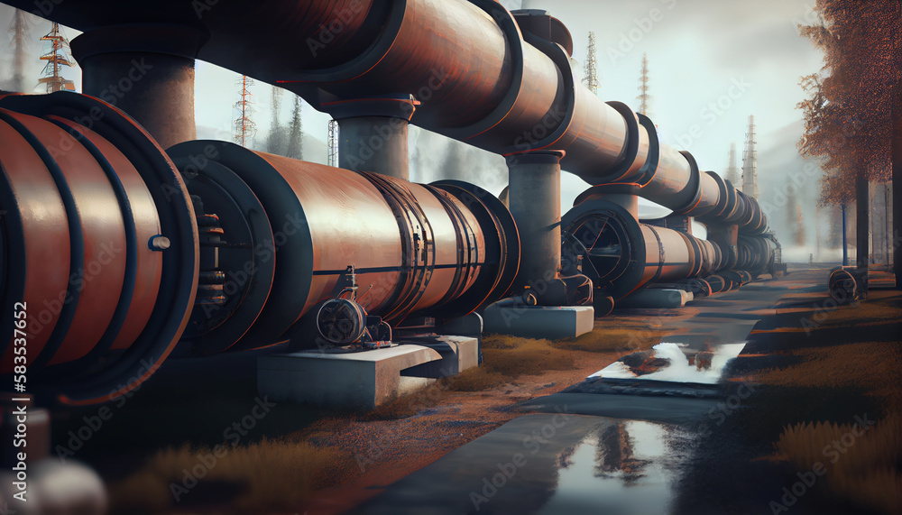 Obraz premium Oil or gas pipeline. Generative Ai