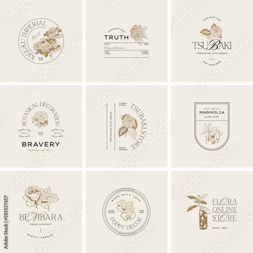 Vintage Flower logo template illustration for branding