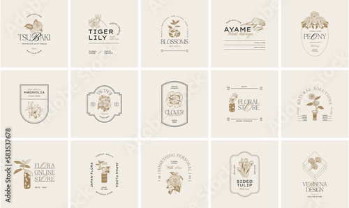 Vintage Flower logo template illustration for branding