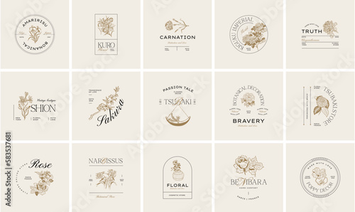 Vintage Flower logo template illustration for branding
