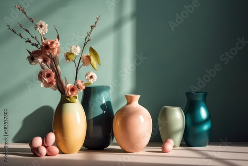 Spring still life with window light. Generative AI