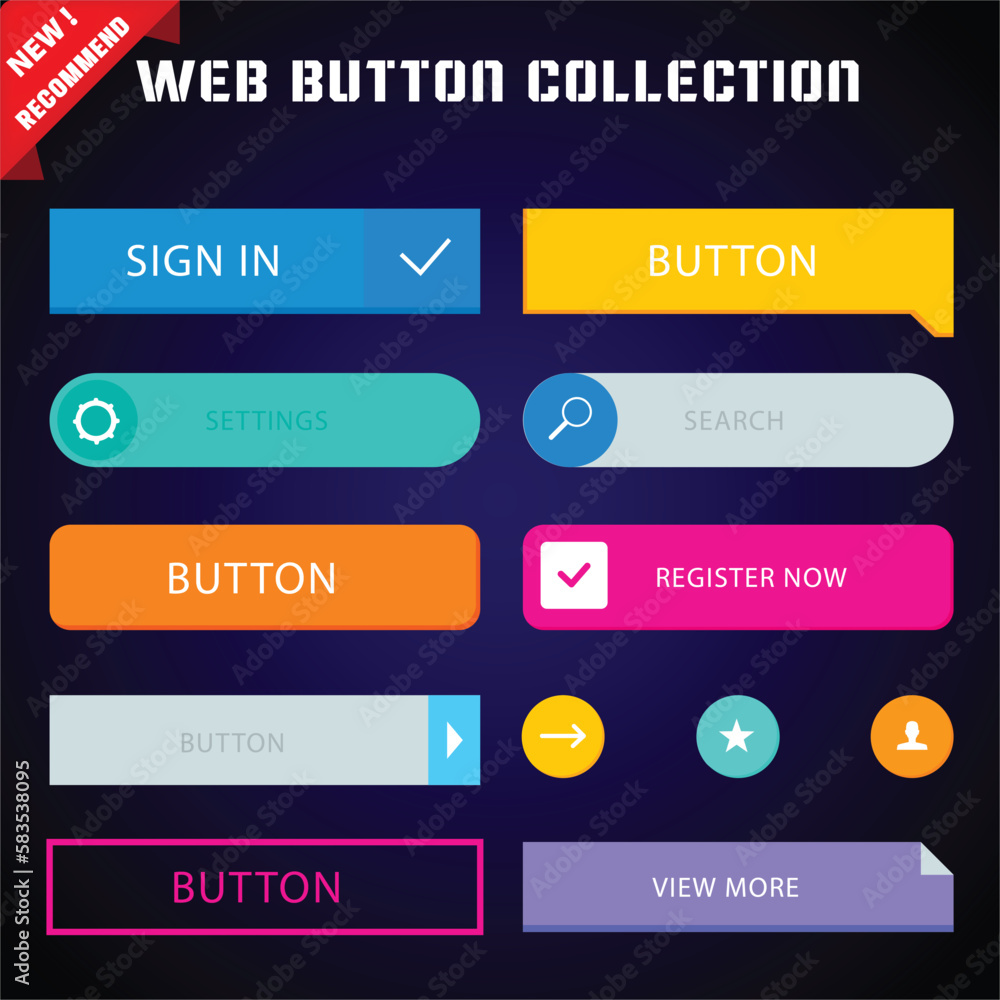 web design button collection with flat design web design button collection with flat design