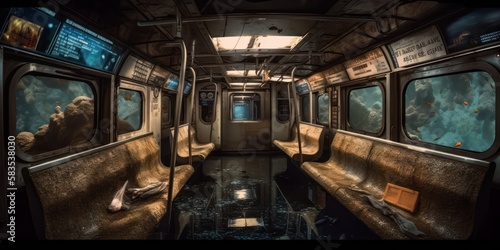 Dive into the Surreal: A Bizarre Metro Under the Sea, GENERATIVE AI ©  freeprompt