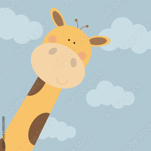 vector illustration with cute giraffe