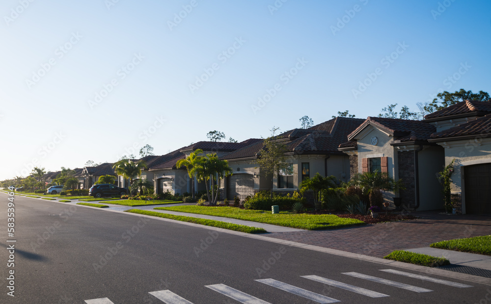 Luxury housing and golf community. South Florida real estate background