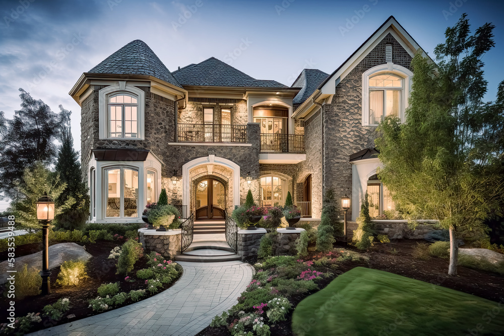 Beautiful Fancy Home Exterior. Generative Ai.  luxury, modern, contemporary, and traditional. 
