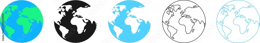 Earth globe icons. PNG