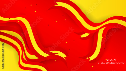 Abstract wavy flag of the spain with ribbon style