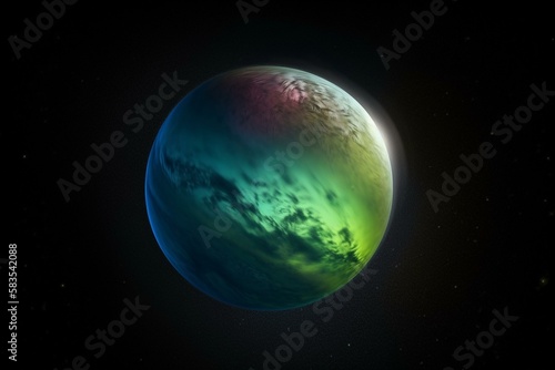 An aurora over the polar regions of a planet Generative AI