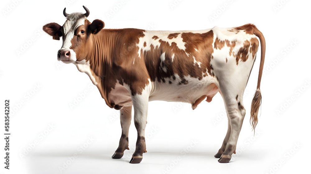 cow, isolated, white background, generative ai