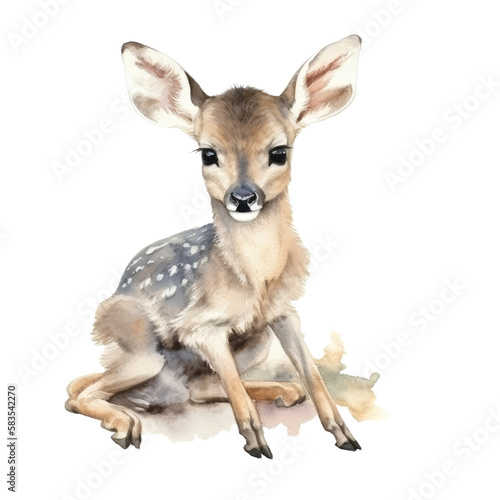 watercolor baby Duiker isolated on transparent, ai generated photo