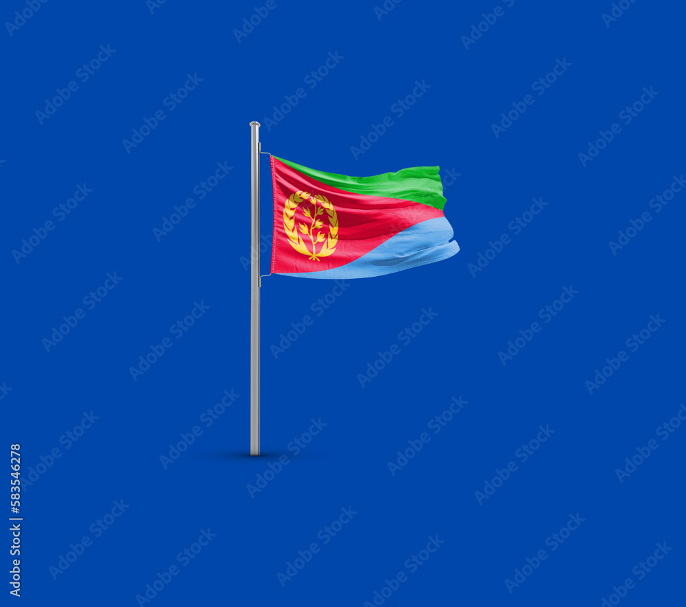 Eritrea waving flag on solid ground.