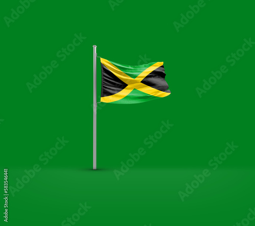 Jamaica waving flag on solid ground.