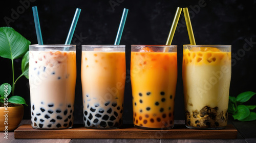 Mango bubble tea, perfect summer drink, Generative AI