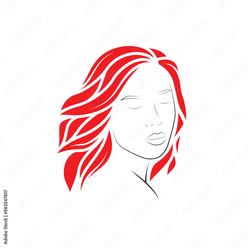 Original vector illustration in vintage style. Silhouette of a girl with gorgeous hair. T-shirt design. Design elements.