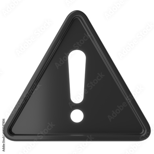 Warning sign. Exclamation mark. 3D illustration.