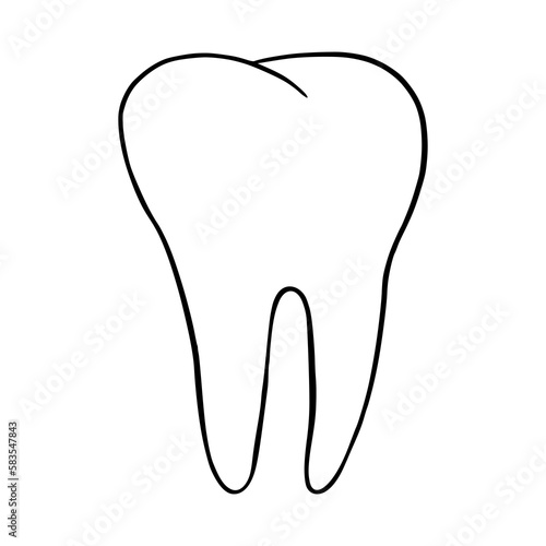 Tooth hand drawn icon. Dentistry item isolated on white background. Vector illustration.
