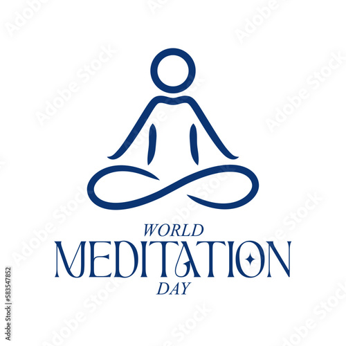Yoga logo design. sitting lotus pose. world meditation day concept