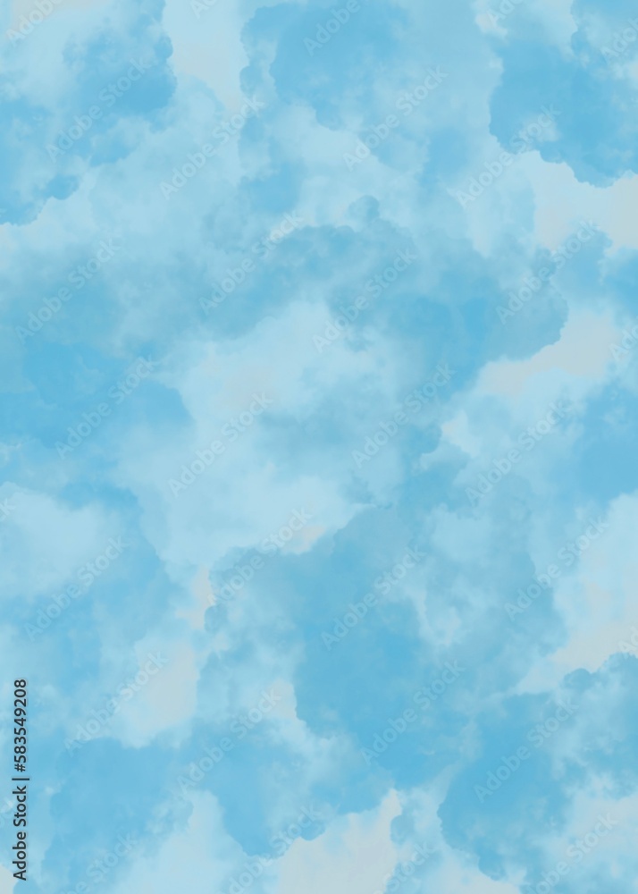 Watercolor Blue Cloud Nine 9 background for Bridal Shower, Heaven Sent Baby Shower Ideas, banners, posters, cards, games, wallpapers