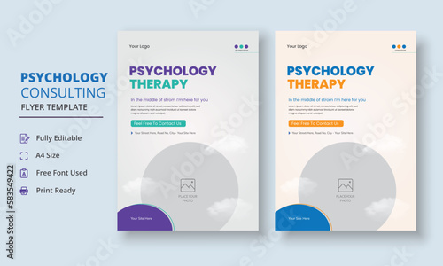 Psychology Counseling Flyer, Psychology therapy Flyer, Mental Health Awareness Flyer Template